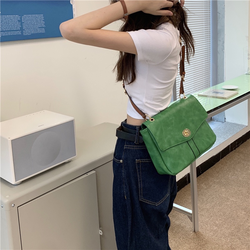 Túi đeo chéo messenger IELGY thiết kế kết cấu mịn phong cách đơn giản retro đa năng thời trang