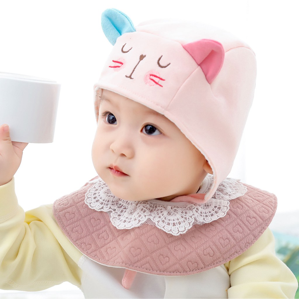 [Xinh quá] Mũ nón đội đầu cho bé gái bé dưới 1 tuổi mẫu HÌNH THÚ đáng yêu. Mũ đội đầu cho bé có dây buộc