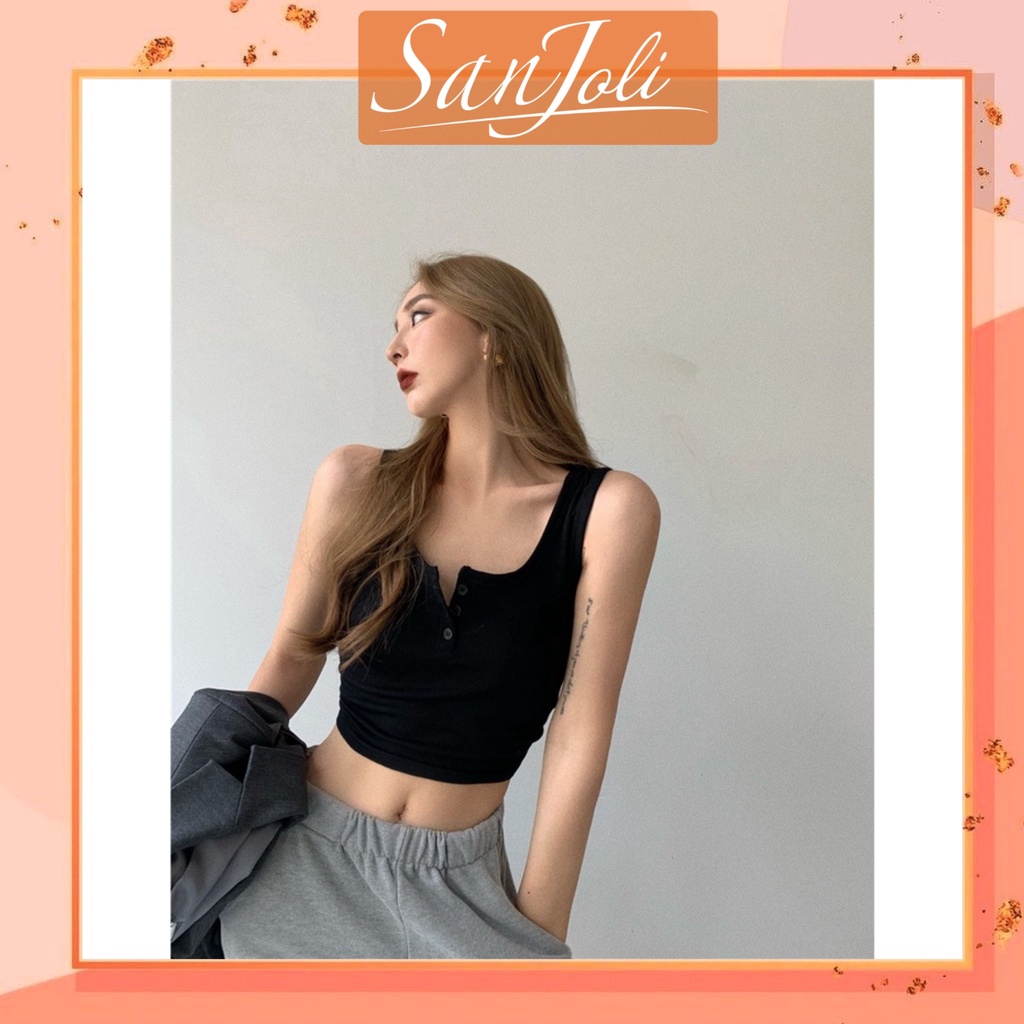 Áo Hai Dây Croptop LOKOSA Áo Crt Kiểu Ôm Body Cổ Vuông Sexy Hàn Quốc Hai Màu Trắng Đen AO034