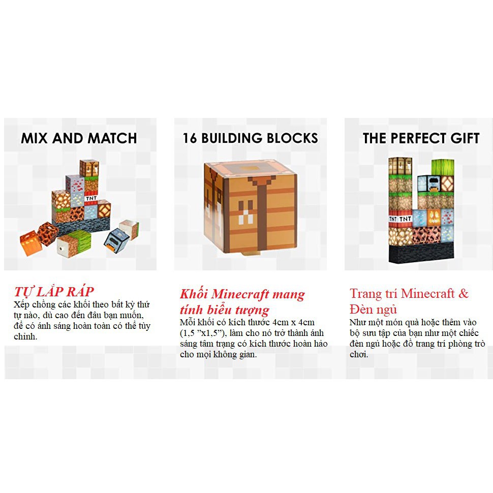 Đồ Chơi Đèn Phát Sáng Xây Dựng Các Block Minecraft