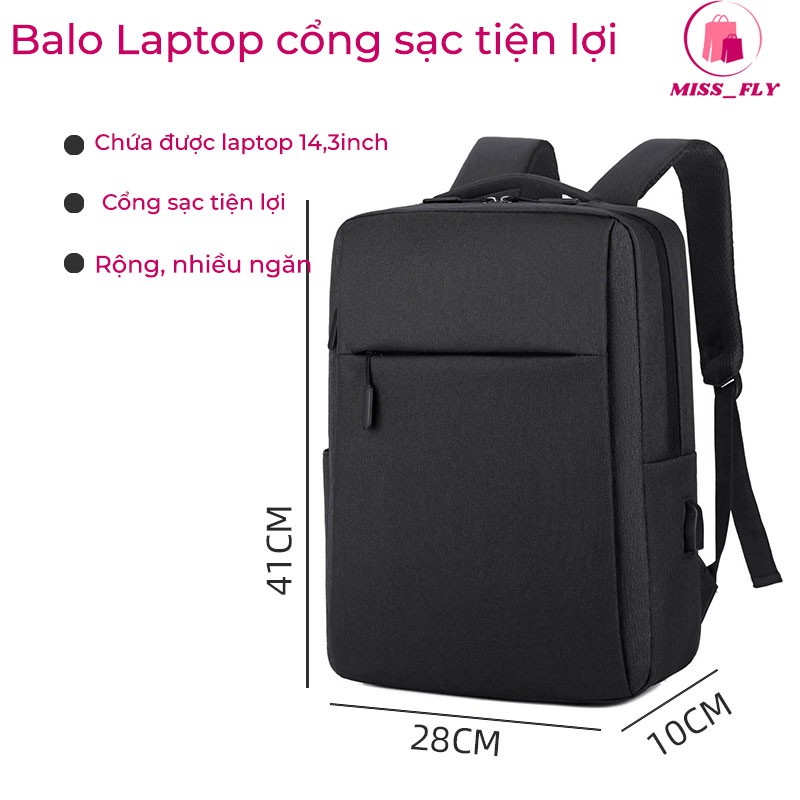 Balo đựng laptop kèm cổng sạc USB tiện lợi, balo thời trang đa năng dáng đứng gọn gàng hiện đại