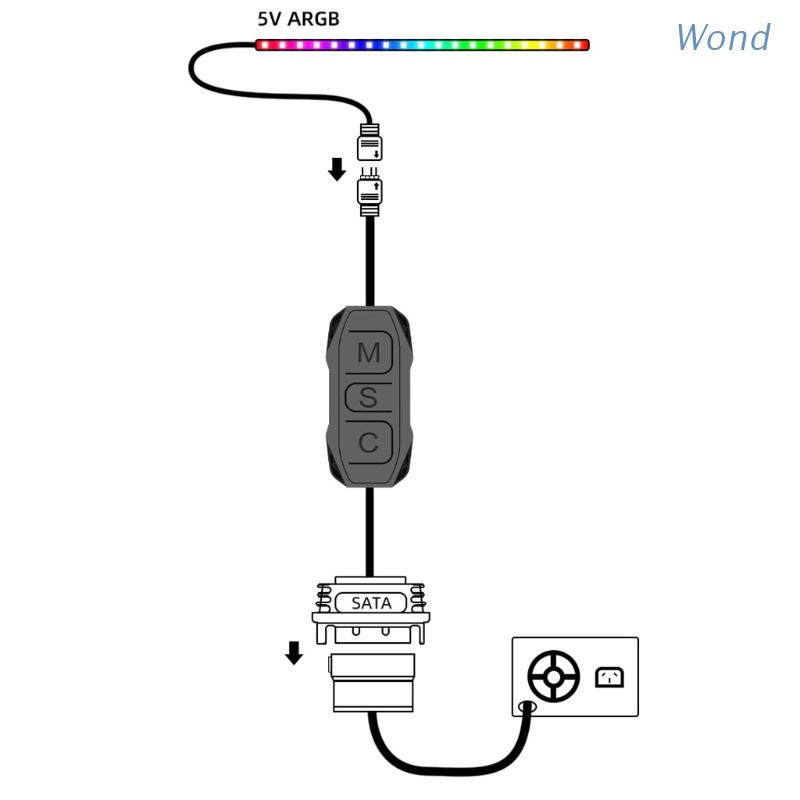 Bộ điều khiển nguồn 3 pin ARGB 5V 3-pin sang SATA Mini RGB 3PIN Hub cho máy tính để bàn