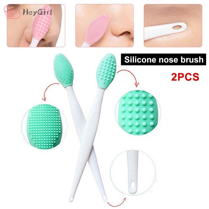 2pcs Lip and Nose Scrub Brush Silicone Exfoliating Lip Brush Double-Sided Soft Lip Nose Exfoliator Scrubber Tool
