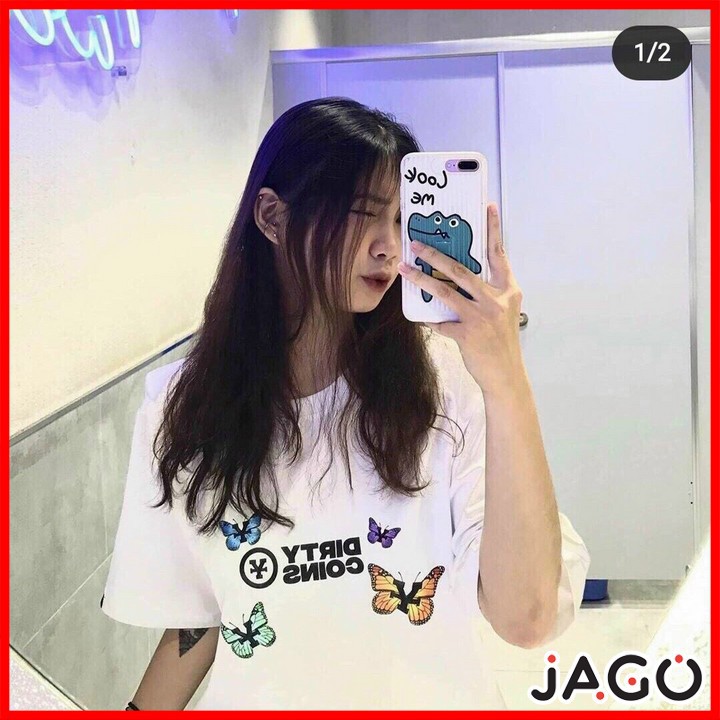 Áo Thun Tay Lỡ Unisex In Bướm Dirty Coins. Áo Thun Tay Lỡ Ulzzang Nam Nữ Hot.