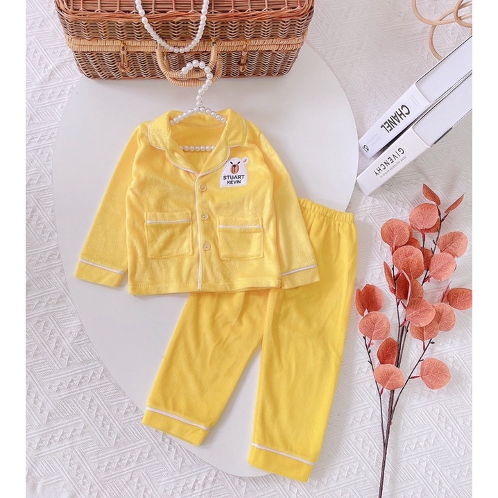 Bộ Pizama chất liệu nỉ băng lông mùa thu cho bé