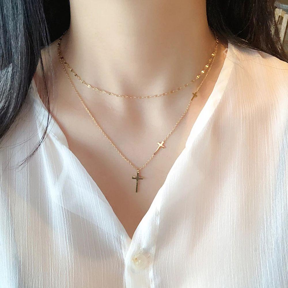 Vòng cổ Bằng Thép Titan Mặt Thánh Giá Phong Cách Đường Phố Sáng Tạo