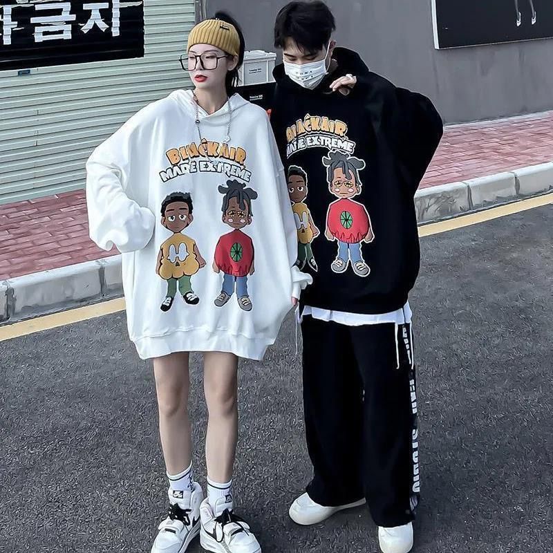 Áo hoodie nỉ bông unisex nam nữ local brand Trung Black Air 2 in cậu bé hippie cá tính đen trắng có size