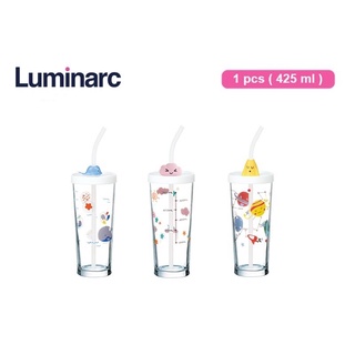 CỐC THUỶ TINH LUMINAC CÓ ỐNG HÚT CHỊU NHIỆT, có vạch chia mil