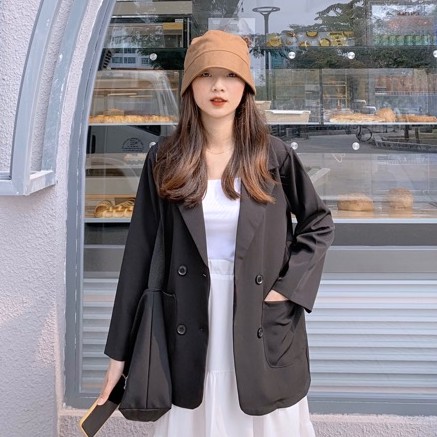 Áo blazer trơn-màu đen-màu be-màu trắng-Hàn Quốc[Ảnh/Video/Có Sẵn | BigBuy360 - bigbuy360.vn