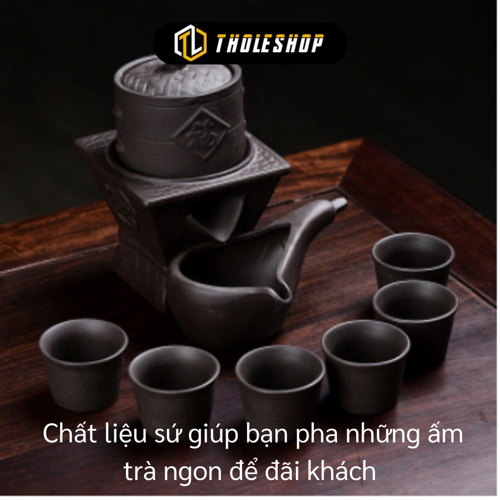 [SGD] Bộ Ấm Trà - Bộ Ấm Chén Pha Trà Hình Nồi Hấp Cối Xay Lười Kiểu Cổ Điển 9 Món 9487