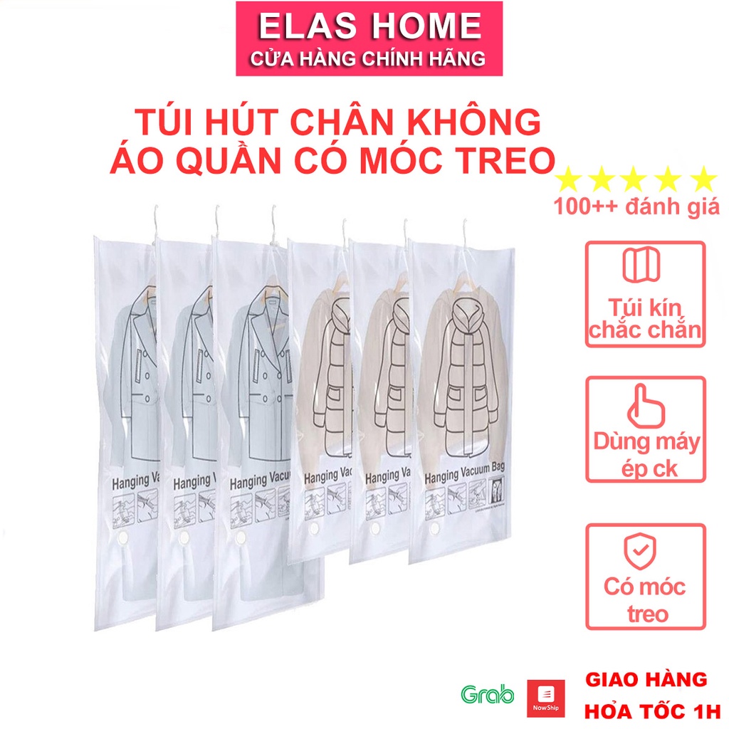 Túi Hút Chân Không Có Móc Treo Quần Áo Bảo Quản Áo Khoác, Áo Ấm, Áo Dạ Elas Home