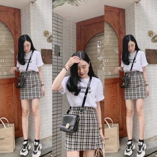🔥freeship🔥set váy fashion + chân váy kẻ