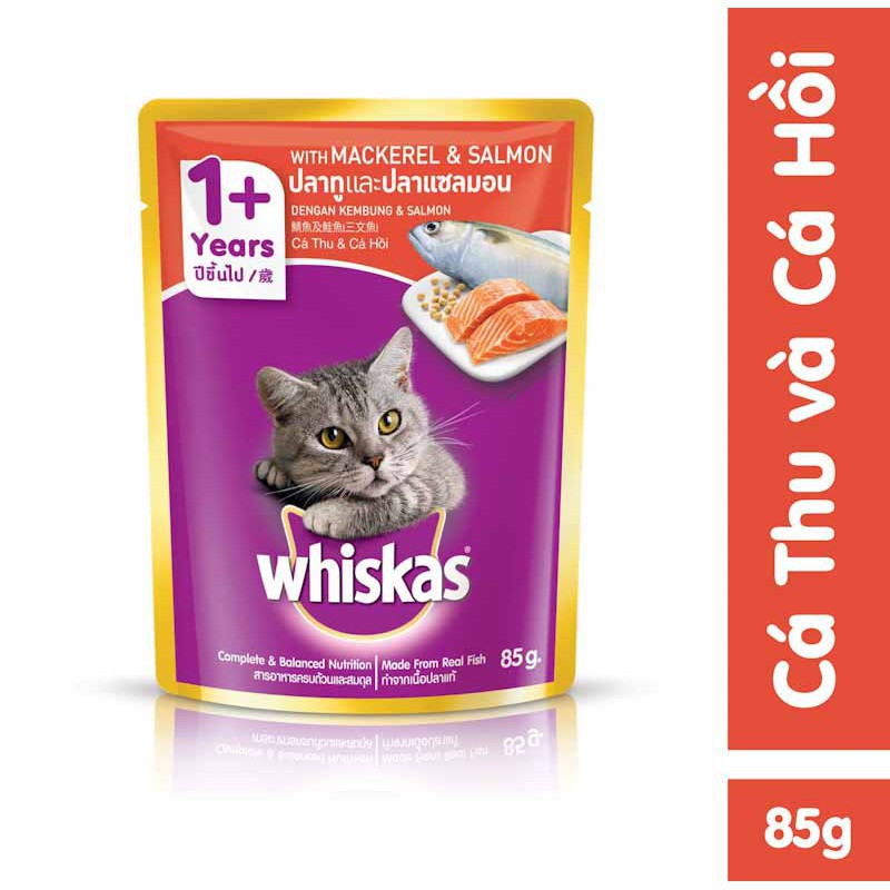 Thức ăn cho mèo pate Whiskas đủ vị túi 85g