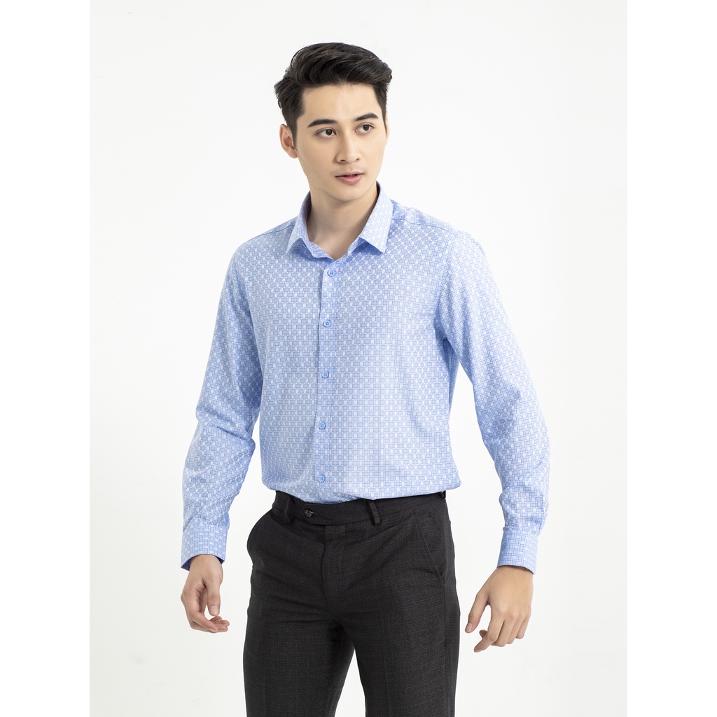 Áo sơ mi nam dài tay ARISTINO dáng ôm nhẹ, tà lượn, họa tiết dệt dobby tinh tế, lịch lãm - ALS22101
