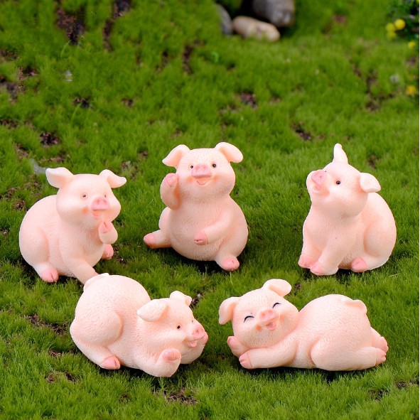 Mô hình đàn lợn hồng béo múp míp ngộ nghĩnh trang trí tiểu cảnh, móc khóa, DIY