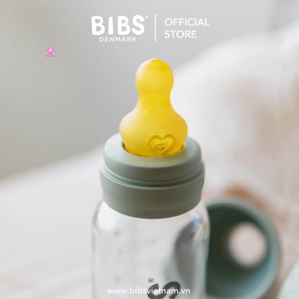 Bình sữa thủy tinh BIBS Đan Mạch, Núm ti cao su siêu mềm 110ml - 225ml