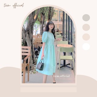 Đầm babydoll tay bồng màu xanh mint ngọt ngào