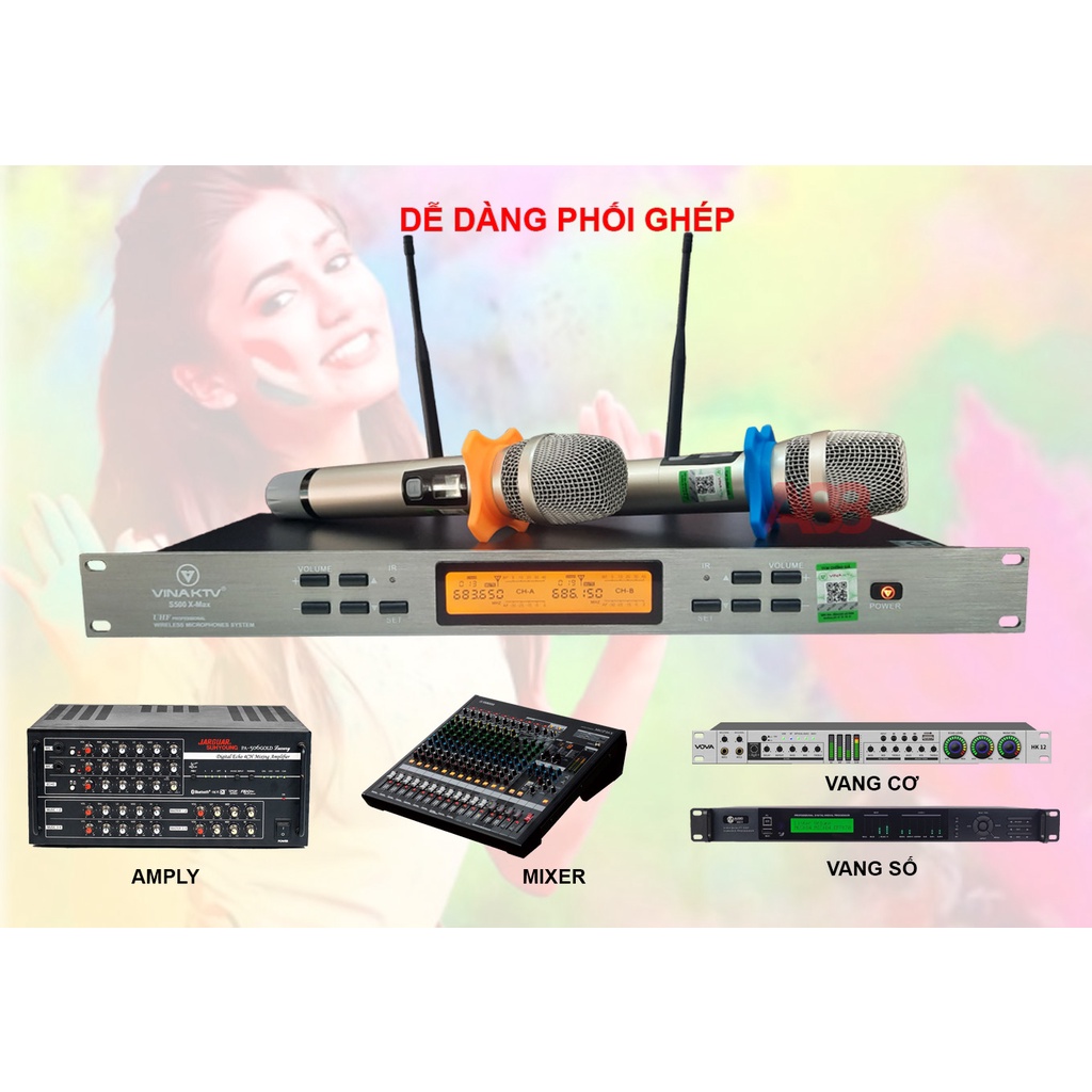 Micro không dây VinaKTV S500X Max - Hàng chính hãng - Bảo hành 12 Tháng