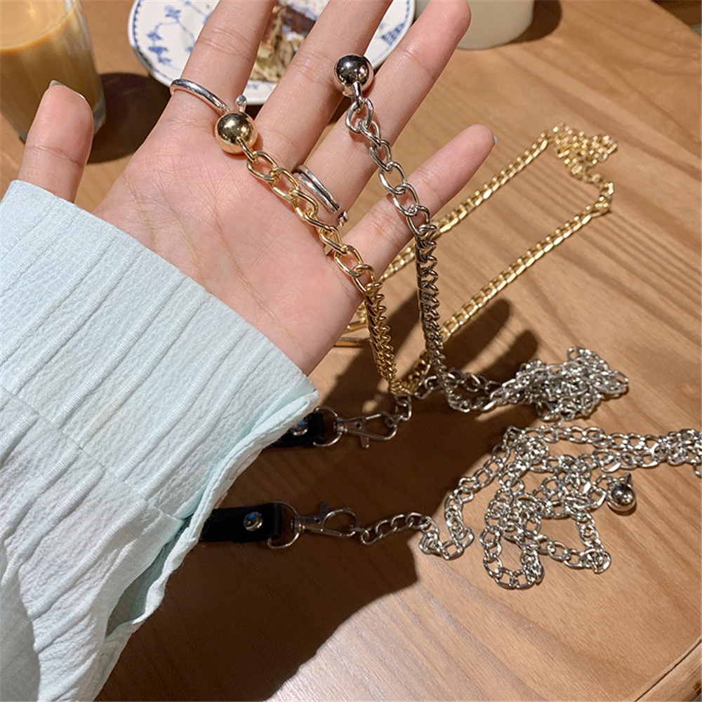 Thắt Lưng Dây Xích In Chữ Wang Đính Ngọc Trai Thời Trang Cho Nữ