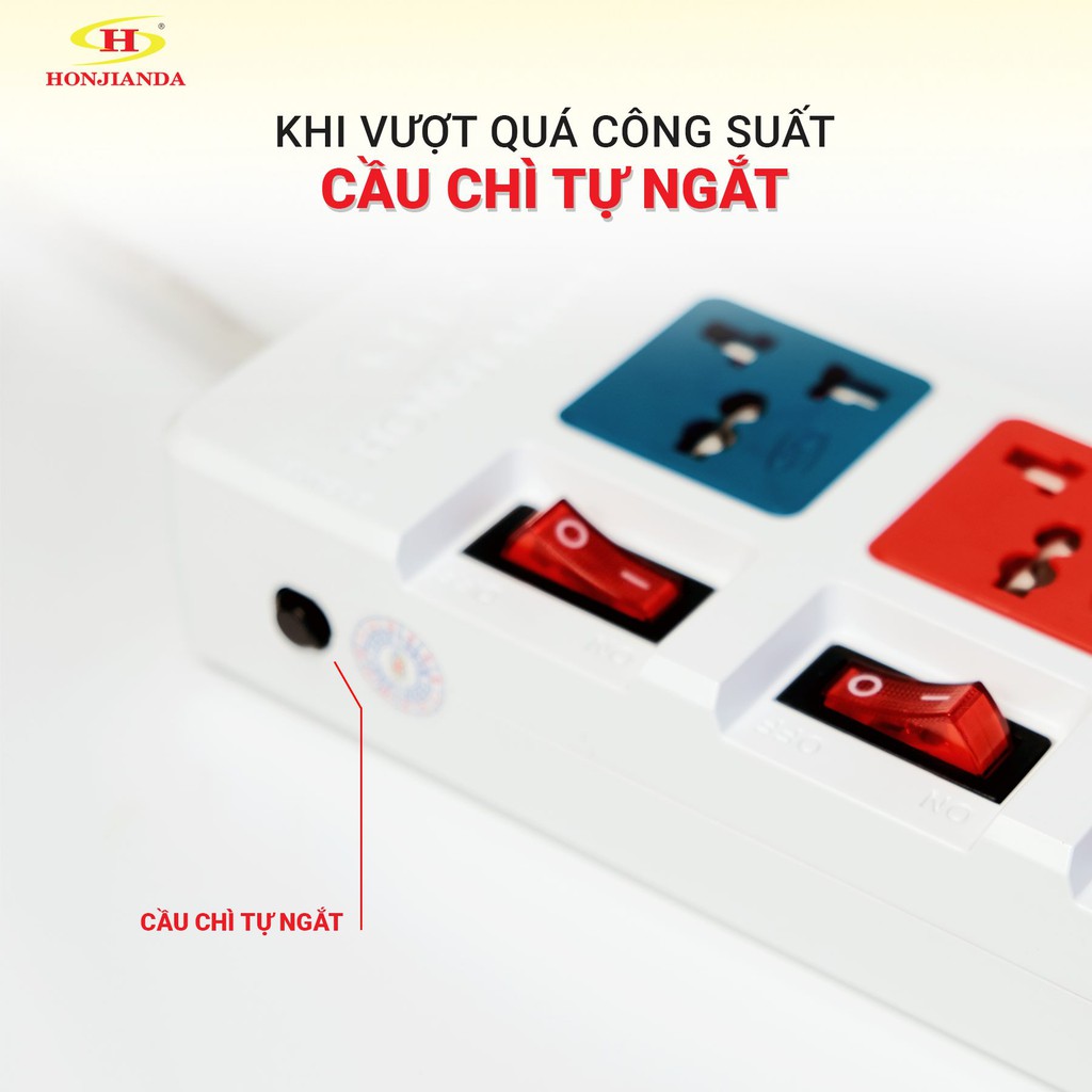 [COMBO TIẾT KIỆM 04] Ổ cắm điện 0448B USB (3 mét) + Ổ cắm điện 0655 USB (3 mét) công suất tối đa 3.300W