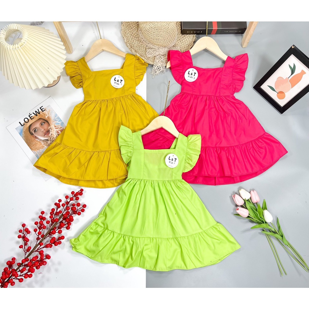 VAY59 - Váy bé gái, Váy thô cánh tiên màu xanh cho bé gái từ 8 - 18kg