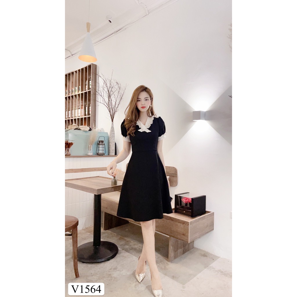 [Mã FAGREEN1505 giảm tới 30K đơn 99K] Váy đen xòe V1564 - Đẹp Shop DVC (Kèm ảnh thật trải sàn do shop tự chụp) | BigBuy360 - bigbuy360.vn