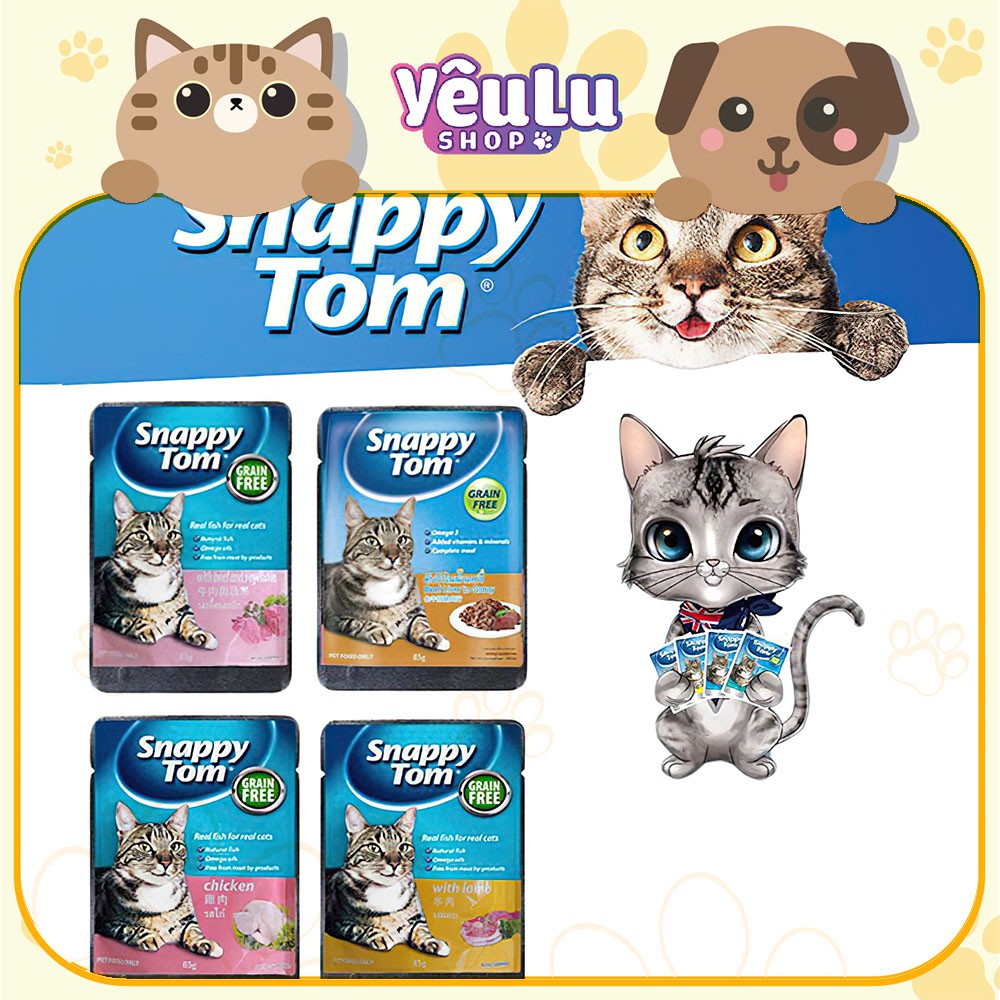 Pate hỗn hợp cho mèo Snappy Tom dạng gói 85g - YêuLu Shop