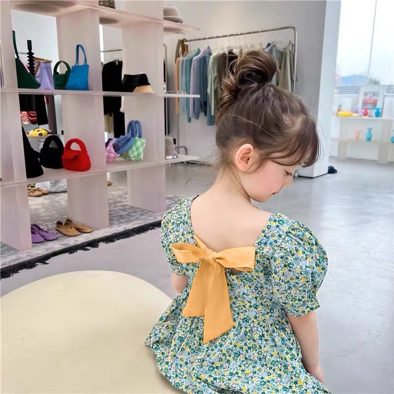 Đầm Melisa hoa nhí nơ vàng cho bé gái siêu xinh