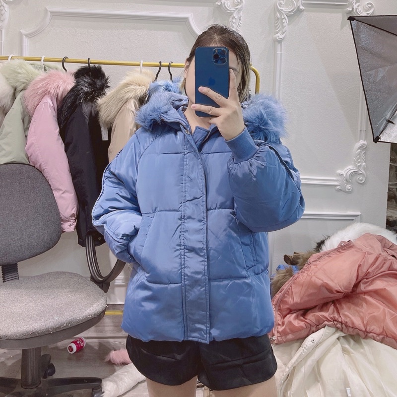 ÁO PHAO NGẮN MŨ LÔNG - ẢNH THẬT VÀ VIDEO