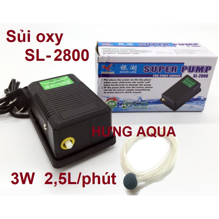 Máy sủi oxy bể cá SL-2800 Super Pump 1 vòi 3W nhỏ gọn tiết kiệm điện, chạy êm khỏe (bán chạy)