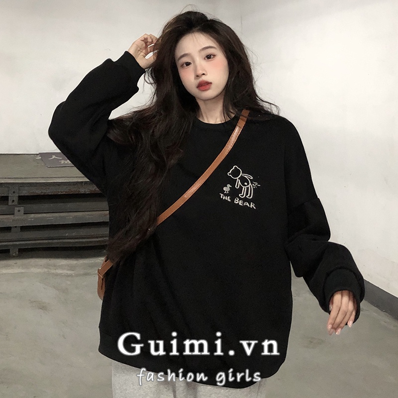 Áo Nỉ Cổ Tròn Dày Dặn In Họa Tiết Thời Trang Mùa Đông Cho Nữ