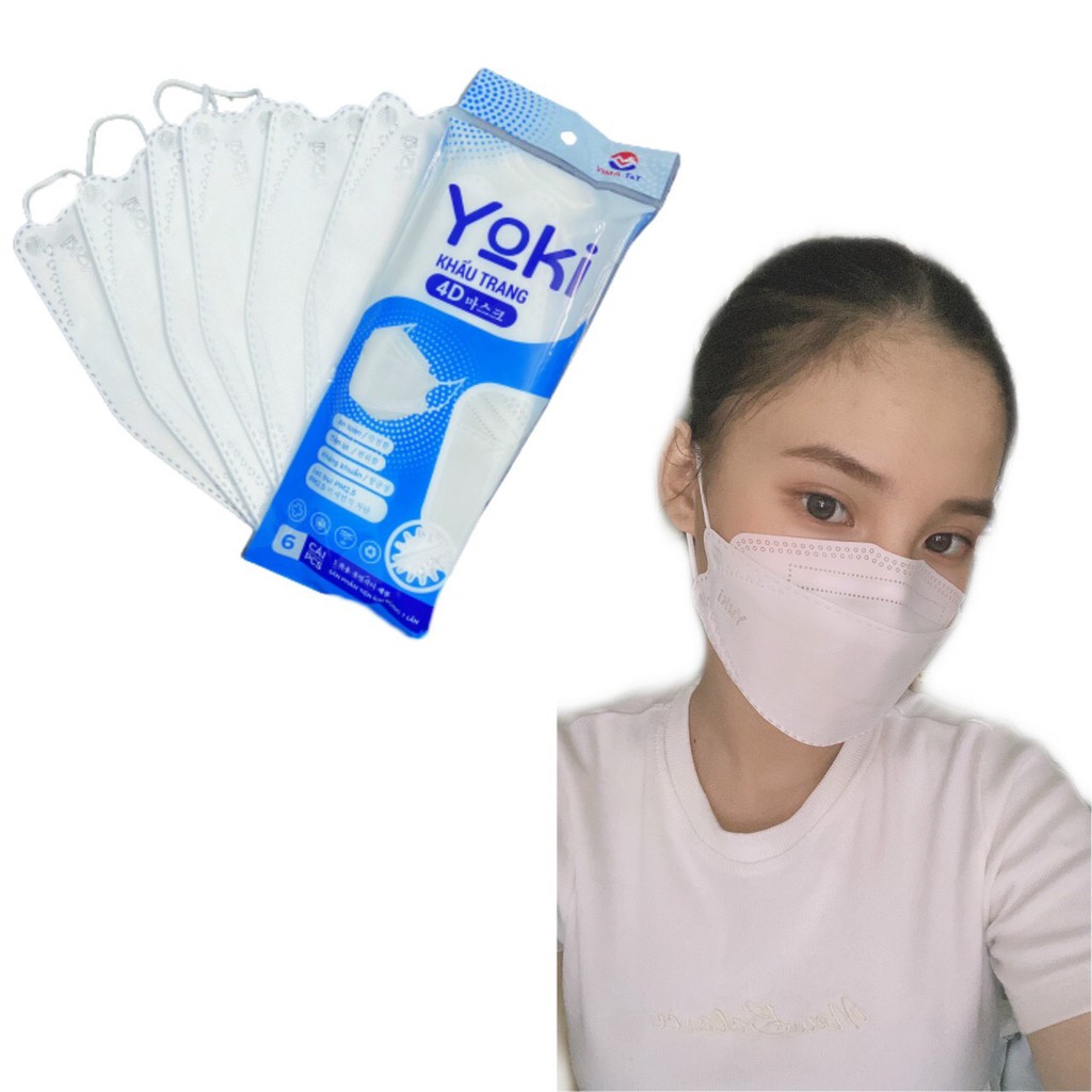 Khẩu Trang 4d yoki hàng cty (bịch 6 cái) 4 lớp