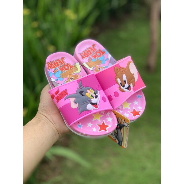 Dép trẻ em Tom &amp; Jerry đi trong nhà màu hồng nhựa dẻo LIMIBABY cho bé gái 3,4 tuổi D8