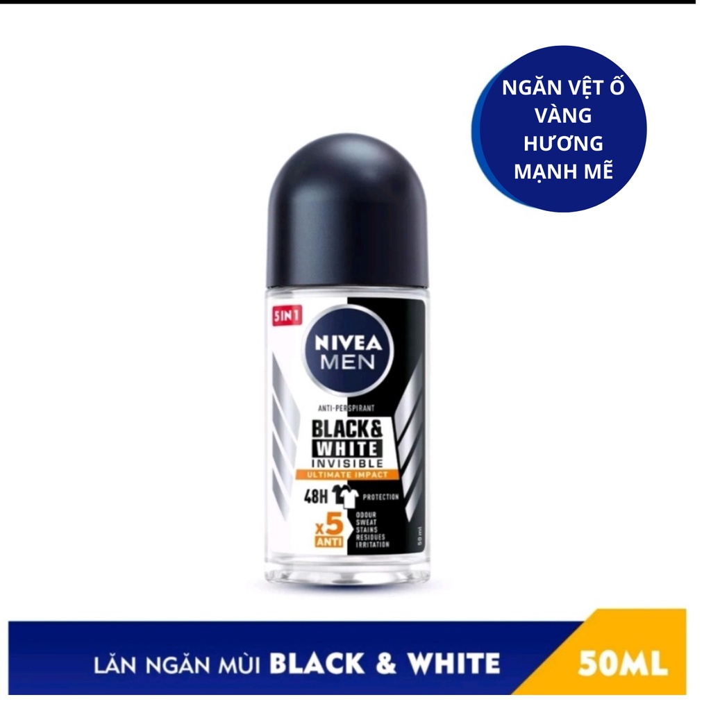 Lăn ngăn mùi NIVEA Men 50ml ngăn mùi cơ thể, ngăn vệt ố vàng- chuẩn hàng công ty