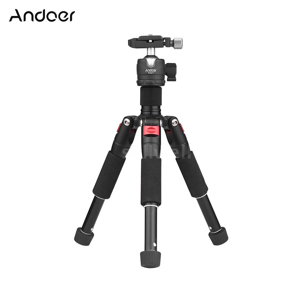 Chân tripod hợp kim nhôm Andoer K521 thiết kế 5 khúc kèm đầu bi mini 1/4" đỡ máy quay tiện dụng