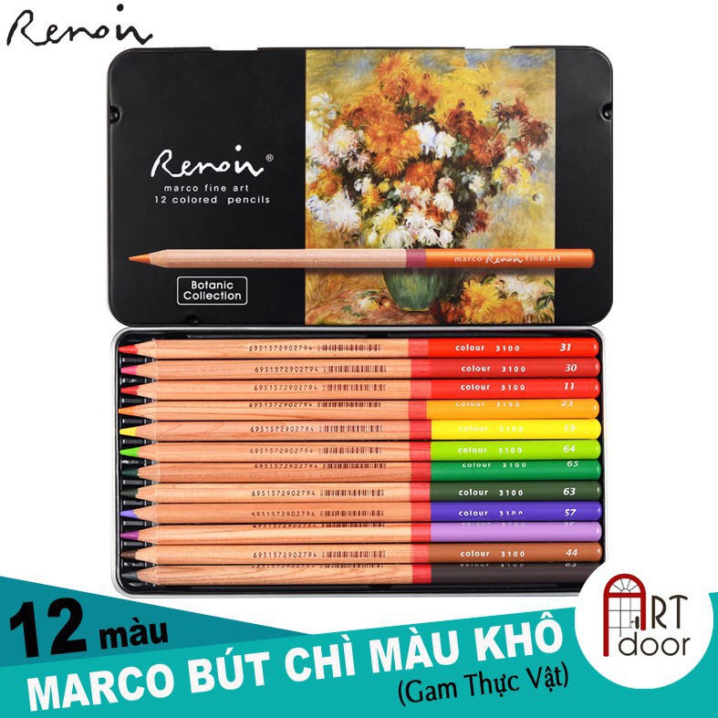 [ARTDOOR] Bộ bút chì màu Khô MARCO Renoir (12 cây)