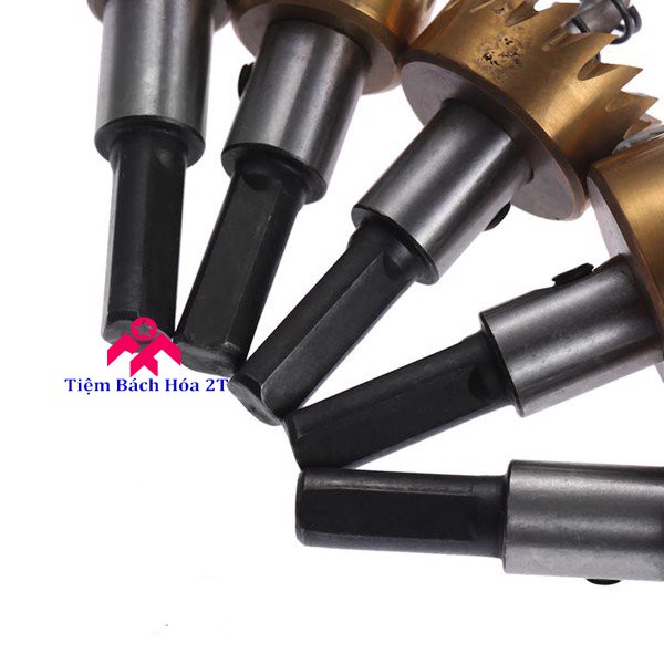 Bộ 5 mũi khoan khoét lỗ HSS titanium - Khoan gỗ, nhôm, mica