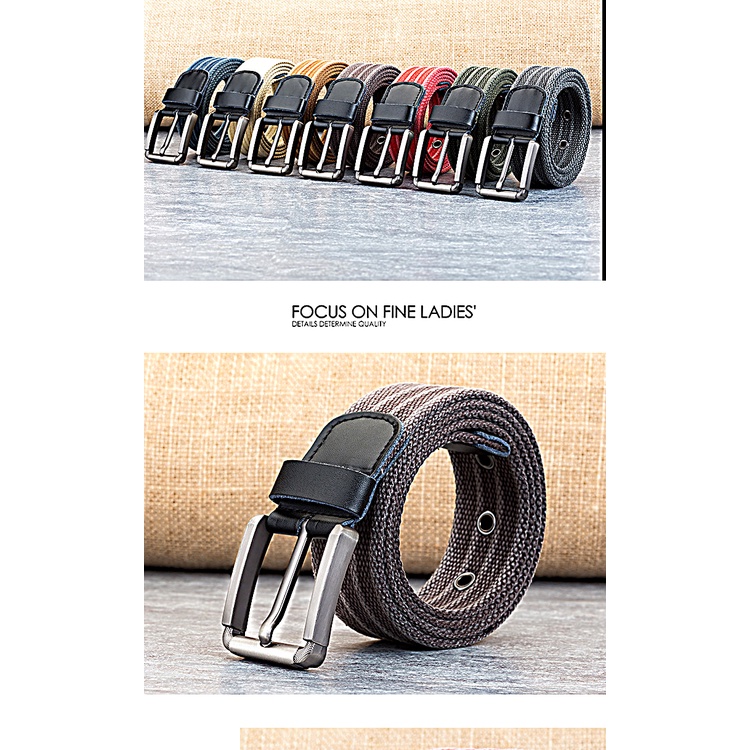 Thắt lưng nam - Chất liệu vải bố cavas-Size 3.5 x 115cm dày 0.4 cm - Khóa kim loại vuông bạc - phong cách bền đep.