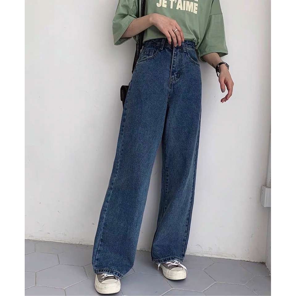 QUẦN JEANS ỐNG RỘNG LƯNG CAO