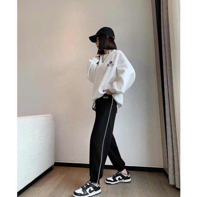 Quần Bom Chun Sọc Lé Nhỏ Phong Cách Thể Thao Trẻ Trung Ulzzang- Quần Jogger Da Cá Bo Ống Hottrend