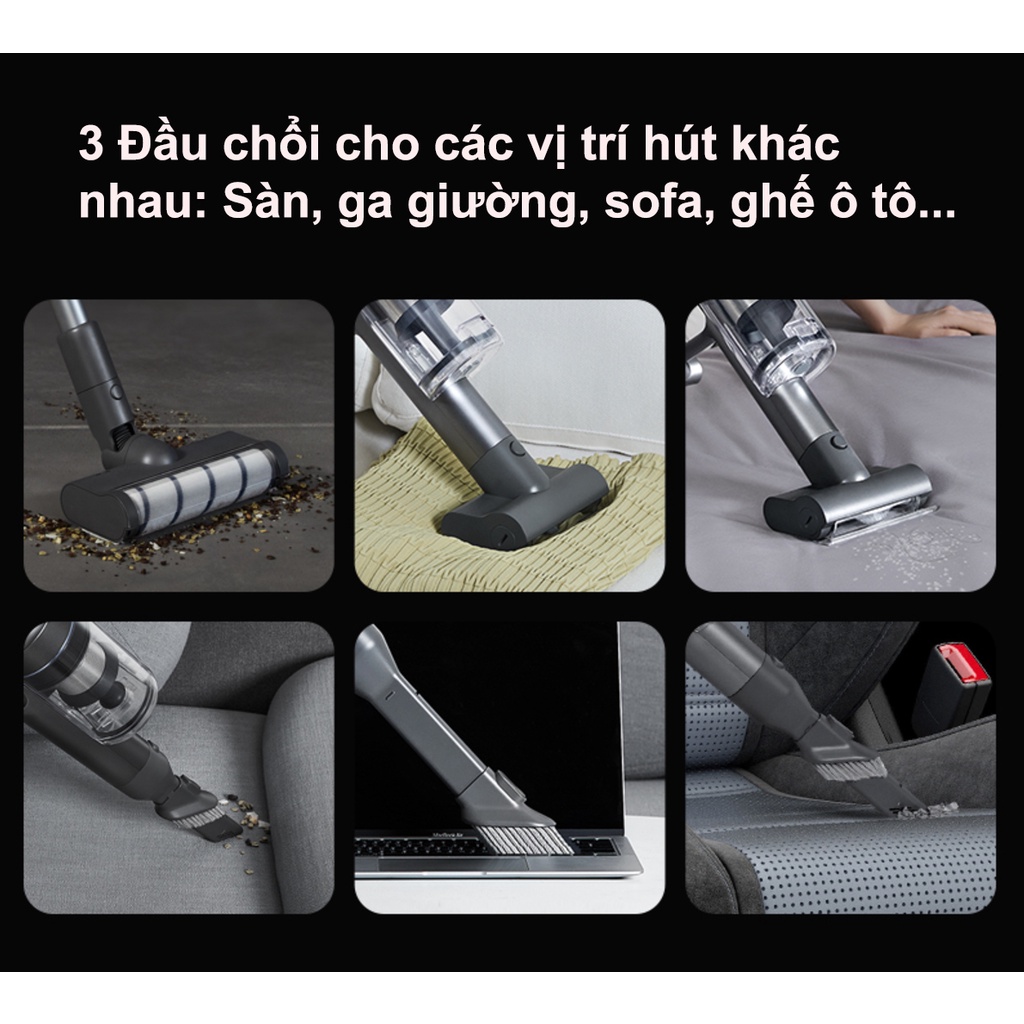 Máy Hút Bụi, Robot Hút Bụi Cầm Tay, Không Dây XlAOMl TROUVER 12 Siêu Nhẹ Động Cơ 450W, Lực Hút 24000Pa - Yeahome Store