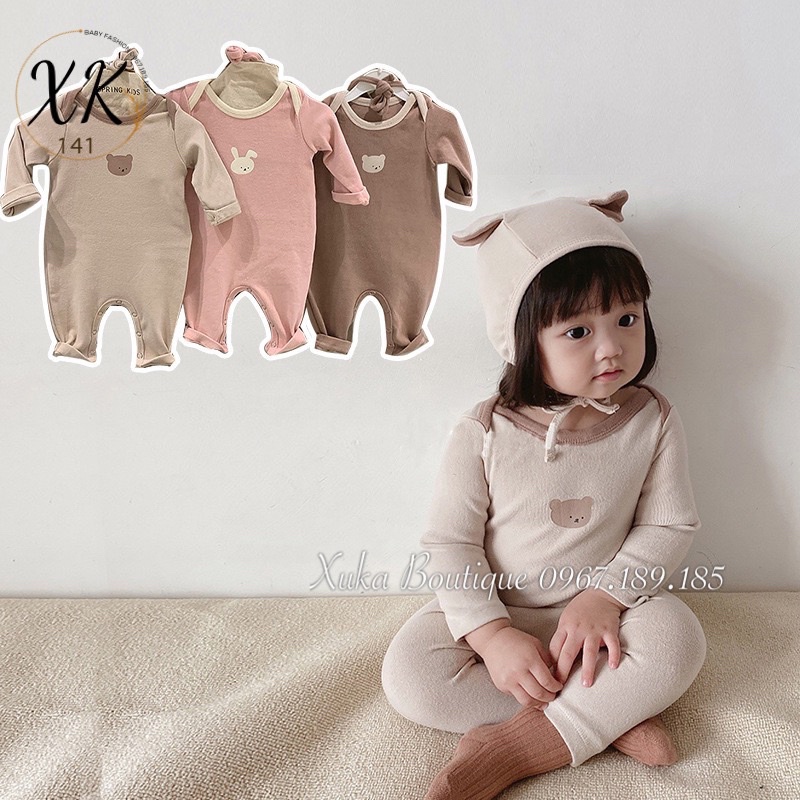 Bộ Đồ Thỏ Gấu Kèm Mũ 3  Màu Thu Đông Cho Bé QCCC