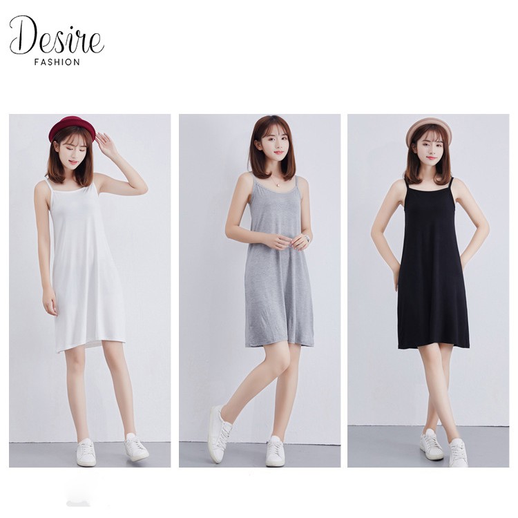 [Kèm video] Váy hai dây thun - Váy mặc lót thun dáng suông mịn mát mùa hè (Màu da đậm) | BigBuy360 - bigbuy360.vn