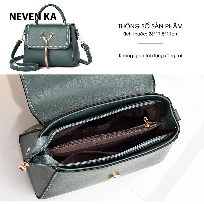 Túi xách công sở nữ nắp khóa hươu sao xinh xắn thương hiệu NEVENKA N9462