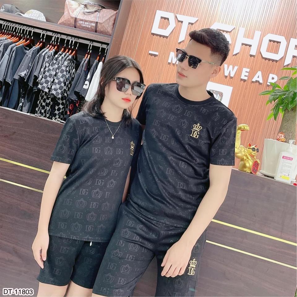 Bộ Quần Áo LV Nam Nữ -  Bộ Cộc Dập Logo LV - Bộ Thể Thao LV Cao Cấp
