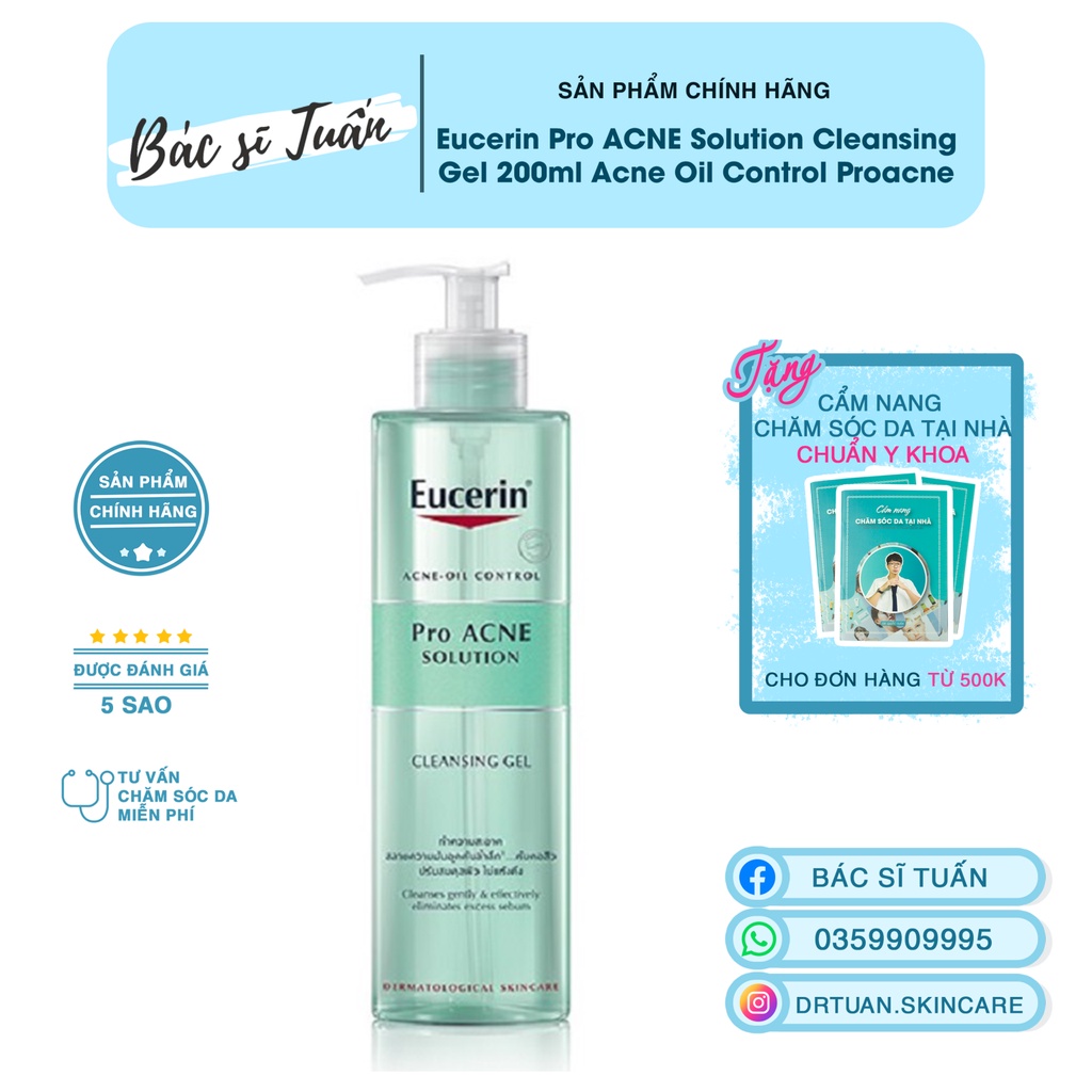 Sữa Rửa Mặt Eucerin Cho Da Dầu Mụn- Eucerin Pro ACNE Solution Acne Oil Control 400ml