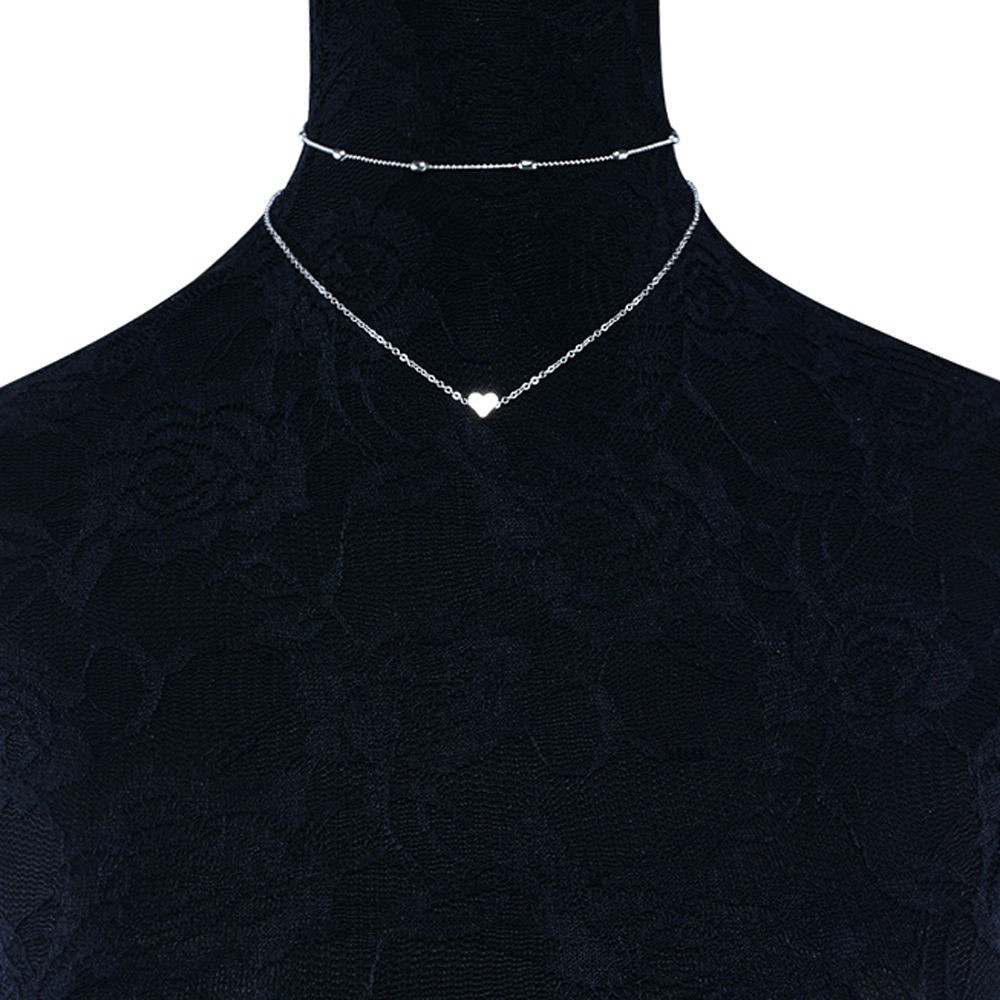 Vòng cổ Nhiều Lớp Mặt Trái Tim Đơn Giản Cho Nữ