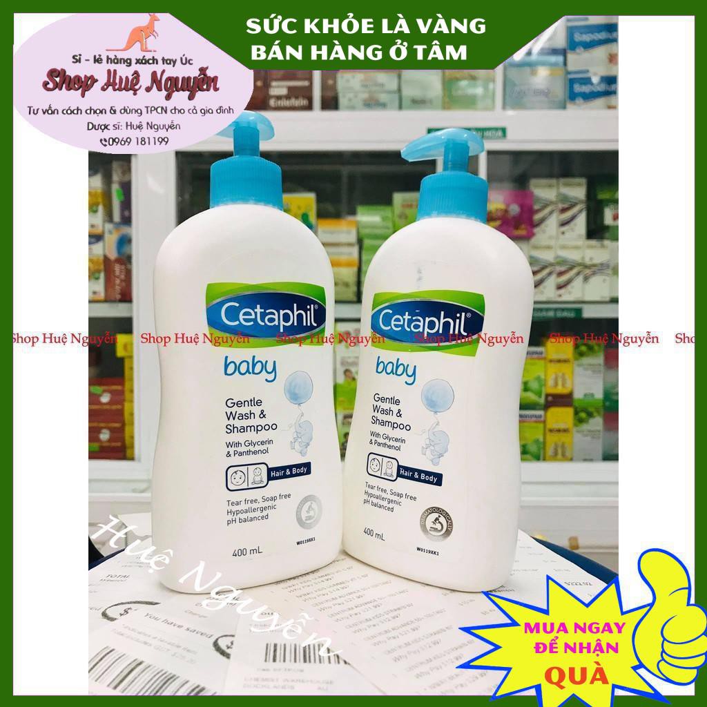 Sữa tắm gội cho bé Cetaphil 400ml có vòi - dưỡng ẩm cho da và tóc của bé CHUẨN ÚC