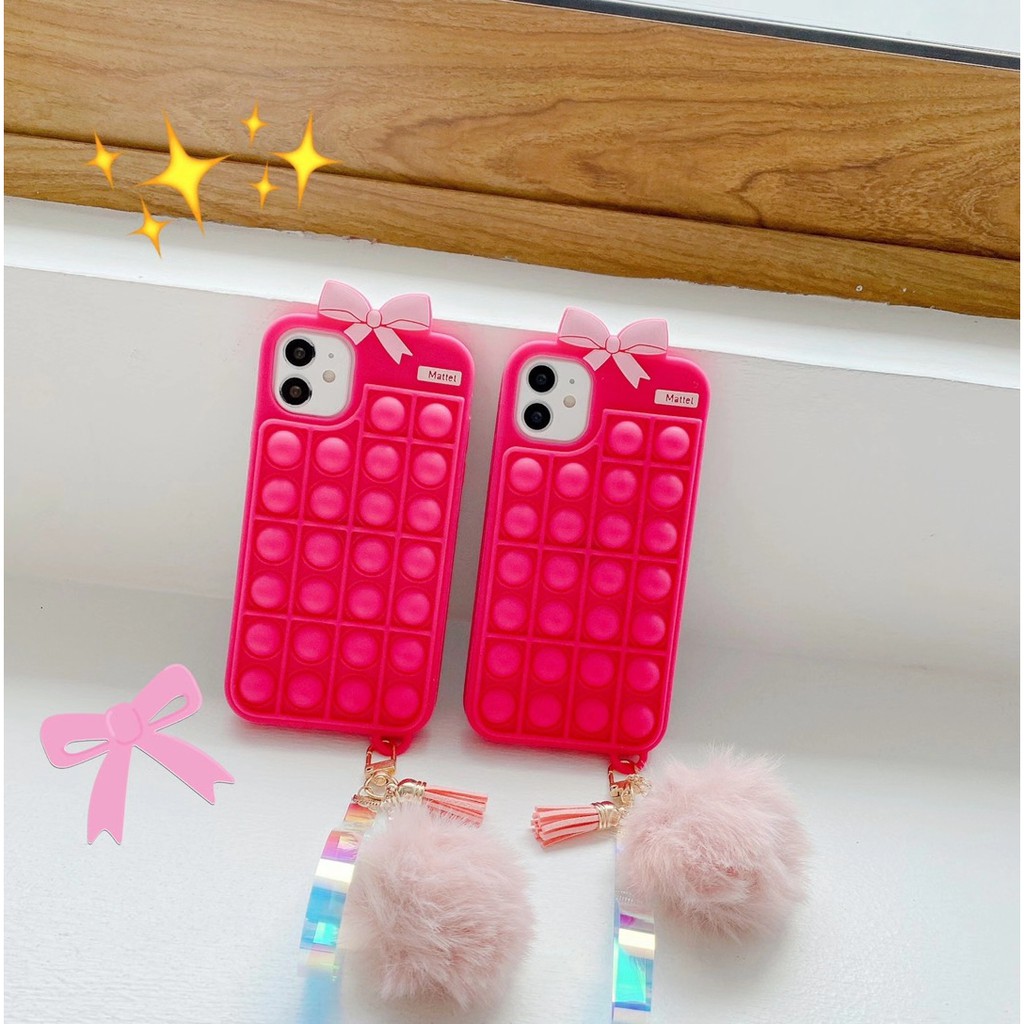 Beautiful Barbie Foxmind silicone phone cases with keychain for Iphone 12 pro max 11 pro max xs max xr x 7 8 plus 6 6s plus Beautiful decompression game silicone phone covers