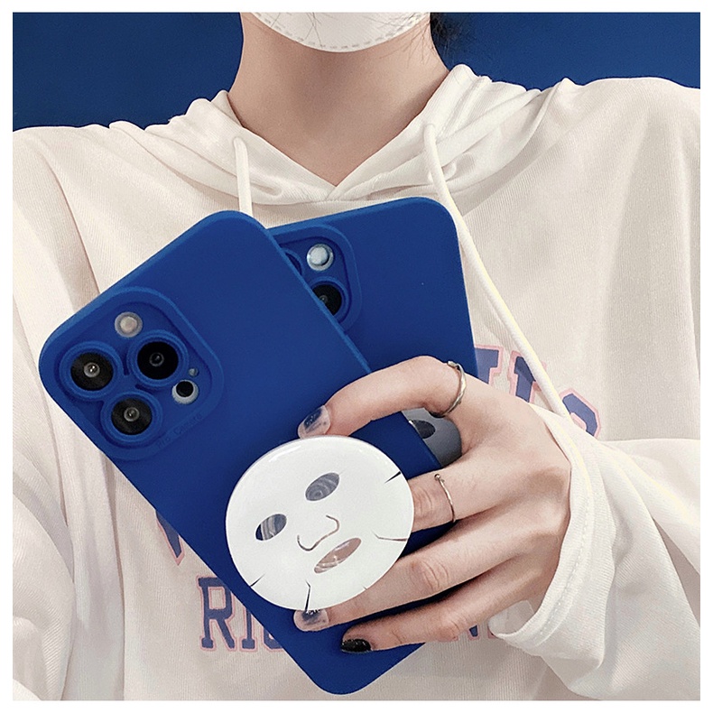 Ốp Điện Thoại Silicon Màu Xanh Dương Kèm Giá Đỡ Mặt Nạ Klein Độc Đáo Cho Iphone 7 8 Plus SE2 XS XR 11 12 13 Mini PRO MAX